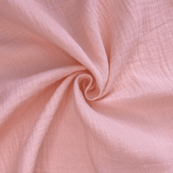 Ткань Муслин Жатый, цвет Нежно-Розовый (на отрез)  в Чехове